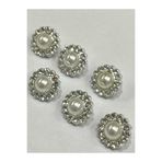 karantuhafiye Taşlı Düğme/ Klasik İncili Model / Gümüş / 6 lı set / 1,5 cm