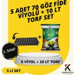 Karaoğlu Vakum Ambalaj 5 Adet Fide Viyolü+ 5 Litre Ithal Torf Seti (Seçim Yapınız) - 5 ADET 70 GÖZ FİDELİK + 10 LT İTHAL TORF
