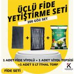 Karaoğlu Vakum Ambalaj Fide Viyolü Viyol Tepsisi Ithal Torf Üçlü Set Fide Yetiştirme Seti Seçim Yapınız - 200 Göz Set