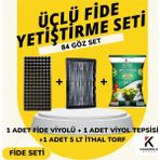 Karaoğlu Vakum Ambalaj Fide Viyolü Viyol Tepsisi Ithal Torf Üçlü Set Fide Yetiştirme Seti Seçim Yapınız - 84 Göz Set