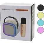 Karaoke Mikrofonlu Wireless Hoparlör - Speaker Işıklı USB Şarjlı Dc 5V - Tf - Aux K-12 - Beyaz