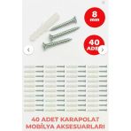 Karapolat 8Mm Plastik Dübel + Vida Seti 40 Adet