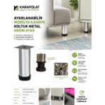Karapolat Ayarlanabilir Mobilya Kanepe Baza Koltuk Metal Destek Yükseltici Ayağı Krom Ayakları 4 Adet Vida Dahil (5-8-10-12-15CM) - 10CM