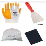 Karapolat Duvar Tamir Seti(1 kg Saten Alçı,Eldiven,Spatula,Zımpara)