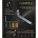 Karapolat Mobilya Eşya Dolap Duvara Sabitleme Köşebent Bağlantı Aparatı L Demiri Gönye Vida Dahil - Gümüş - 20x60x140mm