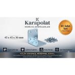 Karapolat Mobilya Eşya Dolap Duvara Sabitleme Köşebent Bağlantı Aparatı L Demiri Gönye Vida Dahil - Gümüş - 45x45x30 Mm