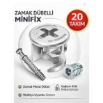 Karapolat Zamak Metal Dübelli Minifix Gövde Mil ve Dübel Seti - Mobilya ve Dolap Bağlantı Elemanı (20 Takım) - 20 ADET