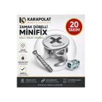 Karapolat Zamak Metal Dübelli Minifix Gövde Mil Ve Dübel Seti - Mobilya Ve Dolap Bağlantı Elemanı (20 Takım) Gümüş