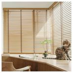 Karartma Ahşap Jaluzi Gizlilik için 5 cm Çıtalar Su Geçirmez Yatay Stor Perde Banyo Penceresi için 135 cm x 183 cm
