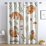 Karartma Çocuk Perdeleri 2'li Set Termal Baskılı Perde Oturma Odası Yatak Odası Mutfak için 75 x 166 cm Delikli Perdeler İç Pencereler için