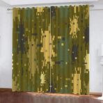 Karartma Kamuflaj Perdeleri 2 Panel - 116,8 cm x 183 cm Oda Karartma Termal Yalıtımlı Polyester Kumaş Kuşgözü Perde Seti - 3D Soyut Geometri Tasarım - Oturma Odası Dekoru için İdeal
