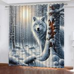 Karartma Kurt Hayvan Perdeleri Çocuk Yatak Odası için 2 Panel Seti, Isı Yalıtımlı Opak Pencere Perdesi, Soğuğa Karşı ve Isı Özellikli, 60 x 140 cm, Oturma Odası için Kısa Kuşgözü Tasarımı A1