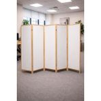 KARAS AHŞAP 5 Kanatlı Ahşap Paravan 225X175 cm Çift Taraflı Beyaz Mdf Masif Çam Çerçeve - Beyaz - Ahşap - 175*225