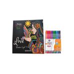 Karatay Yayınları Yeni Mandala Art Therapy Colouring Relax Love + 10'lu 04mm Keçe Uçlu Fineliner Masis SoftPen Mandala Kalemi