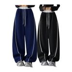 Karatopak 2'li Paket Harajuku Zip Detail Tracksuit Oversize Yüksek Bel Ön Arka Biyeli Eşofman Altı