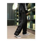 Karatopak Harajuku Zip Detail Black Oversize Şeritli Eşofman Altı