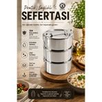 KaraWent Home 3 katlı Paslanmaz Çelik Sefertası 14x7 cm - Sızdırmaz Çelik Yemek Taşıma Kabı KRW-20