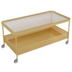 Karbon Çelik Çerçeve ve 360° Döner Tekerlekler ile Modern Cam Sehpa Yurtlar ve Daireler için Sarı 35.4in/90cm