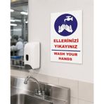 Karbonsoft İş Güvenliği Uyarı Levhası Ellerinizi Yıkayınız Beyaz 20 x 30 karbonNM2066