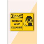 Karbonsoft İş Güvenliği Uyarı Levhası Koruyucu Maske Kullanınız Beyaz 20 x 30 karbonNM2080