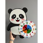Karbonsoft Sevimli Panda Po Montessori Çocuk Odası Eğitici Ahşap Duvar Saati - Sessiz Mekanizma, Şık Tasarım