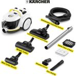 Karcher Vcc 6 Cyclonex Dualcontrol Pet+ | LED Işıklı Başlık, Turbo Halı Fırçası, Mini Pet Başlık, Hepa 13 Filtre, 800W Güçlü Emiş, 5 Başlık Seti - Beyaz