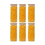 Karçiçeği Home 6 Lı Set Maxi Boy Borosilikat Cam Kavanoz Vakumlu Bambu Kapak Saklama Kabı - 25 X 9 Cm