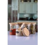 Karçiçeği Home 6'lı 200 Ml Bambu Kapaklı Kaşıklı Borosilikat Baharat Takımı