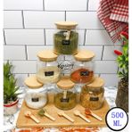 Karçiçeği Home 6’Lı Bambu Baharatlık Takımı 12 Parça 500Ml Kaşıklı Etiketli