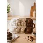 Karçiçeği Home 6’lı Sevimli Figürlü Silikon Muffin Kalıbı – Ayıcık ve Tavşan Desenli Yapışmaz Kek Kalıbı