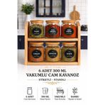 Karçiçeği Home 6’Lı Standlı 300 ml Bambu Kapakli Etiketli Cam Baharatlıl Seti