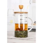 Karçiçeği Home Borosilikat Cam Lüx 600 ml Bambu Kapaklı French Press - Ölçü Kabı