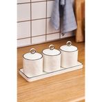 Karçiçeği Home Line Porselen 3'lü Standlı Vakumlu Kapaklı Baharat Takımı 400 Ml