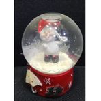 Kardan Adam Tasarımlı Mini Kar Küresi, Kırmızı, Cam ve Polyester, 9 cm, Noel Temalı, Hediyelik