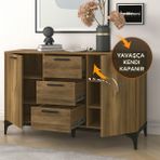 Kardela %100 Mdf 2 Kapaklı 3 Çekmeceli Konsol Tv Ünitesi - Atlantik Çam - Siyah
