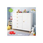Kardelahome %100 Mdf Bebek Odası Çocuk Odası Şifonyer 5 Çekmeceli Kapaklı Dolaplı 3 Raflı Beyaz Şifonyer