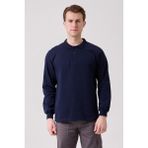 Kardelen İş Elbiseleri Galanthus Polo Sweat Erkek Uzun Kollu Pamuklu Sweatshirt İş ve Günlük Kullanım İçin - Lacivert