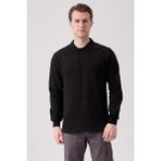 Kardelen İş Elbiseleri Galanthus Polo Sweat Erkek Uzun Kollu Pamuklu Sweatshirt İş ve Günlük Kullanım İçin - Siyah - 2XL