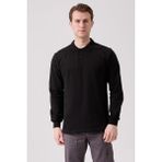 Kardelen İş Elbiseleri Galanthus Polo Sweat Erkek Uzun Kollu Pamuklu Sweatshirt İş ve Günlük Kullanım İçin - Siyah