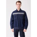 Kardelen İş Elbiseleri Tulipa Kot Mont Erkek İş Güvenliği Reflektörlü Dayanıklı Denim Ceket - 2XL - Lacivert