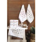 Kardelen Ponponlu Nakışlı Havlu Seti %100 Pamuk, 30x50 Cm, 6'lı