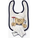Kardeşler Bebe Bebek Aşçı Ayıcık Desenli Mama Önlüğü ve Ağız Mendili Seti - Lacivert - Standart