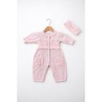 Kardeşler Bebe Çiçek Detaylı Müslin Kız Bebek Tulum