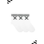 Kardeşler Çorap Unisex X Harfi Desenli Tenis Çorap (Harfli Çorap) 3'lü Paket - Beyaz - 36 - 40