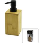 Kare Ahşap Bambu Sıvı Sabunluk Siyah Plastik Pompa 7 x 7cm - Y: 12CM (4767) - ETC9968-1498 - 7 x 7 cm