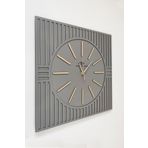 Kare Çizgi Desenli Dekoratif Antrasit ve Altın Duvar Saati 50x50cm