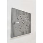 Kare Çizgi Desenli Dekoratif Antrasit ve Gümüş Duvar Saati 50x50cm