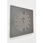 Kare Çizgi Desenli Türk Numarası Antrasit ve Altın Dekoratif Siyah & Gümüş 50x50cm Duvar Saati