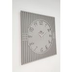 Kare Çizgi Desenli Türk Numarası Antrasit ve Gümüş Dekoratif Siyah & Gümüş 50x50cm Duvar Saati