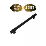 Kare Çizgili Siyah Metal Dolap Kulpu Mobilya Ve Mutfak Dolap Kulpu(Siyah)(160Mm) Siyah 160Mm 160Mm - 4 Adet